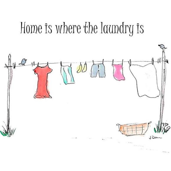 8x10" Watercolor Print Home is Where the Laundry is (Landscape) - Picture 2 of 2